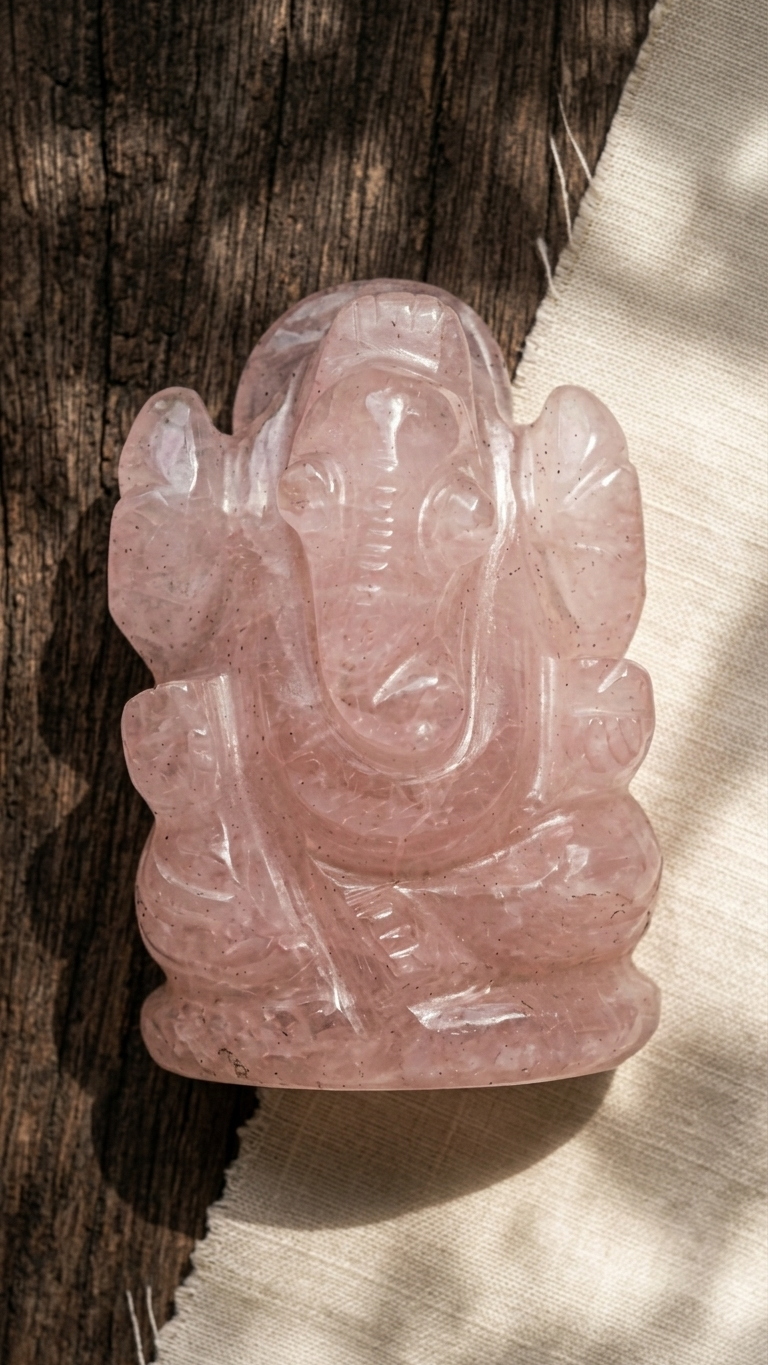 Rose Quartz Ganesha Small