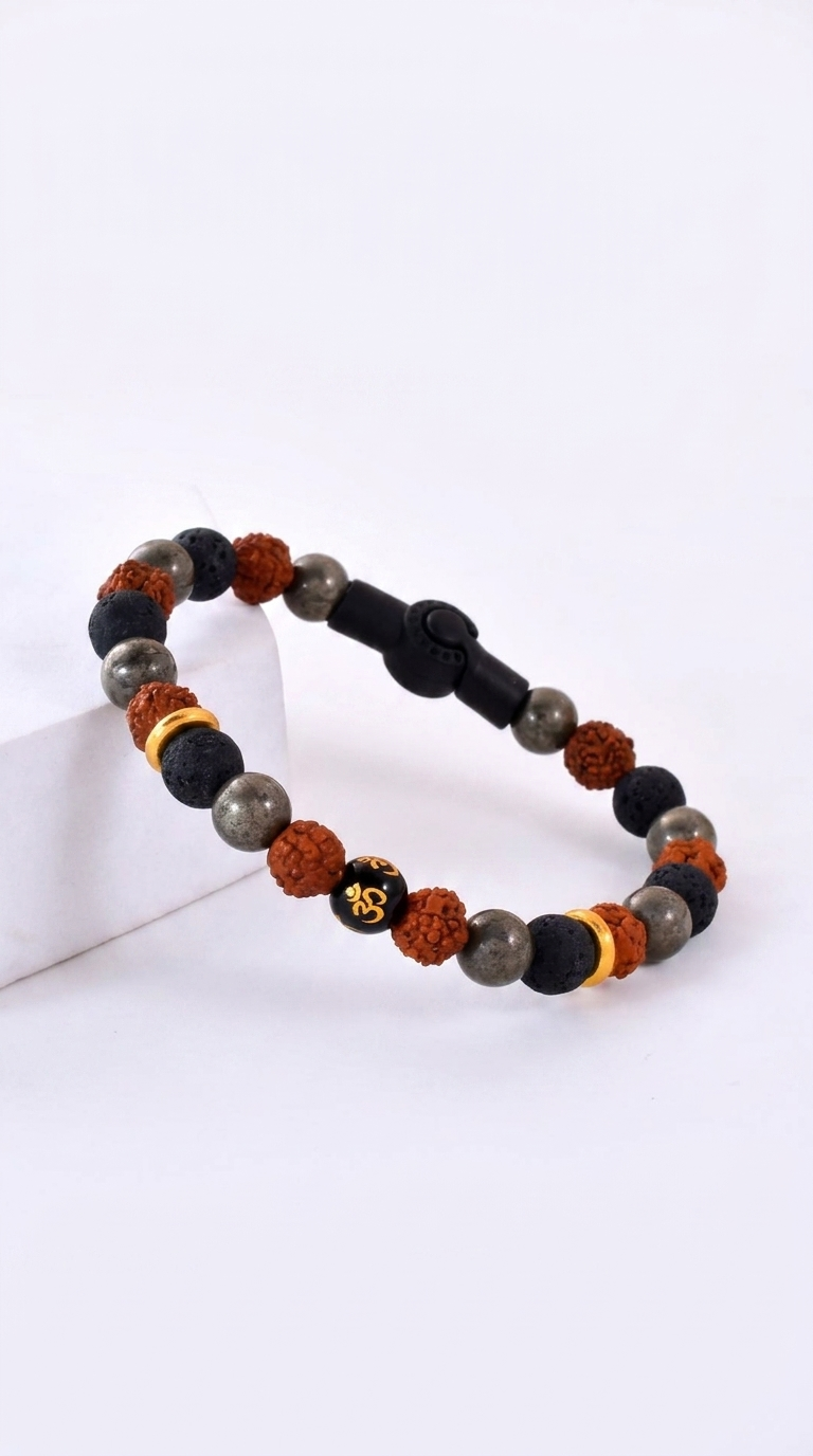 Natural Om Bracelet With Magnetic Lock