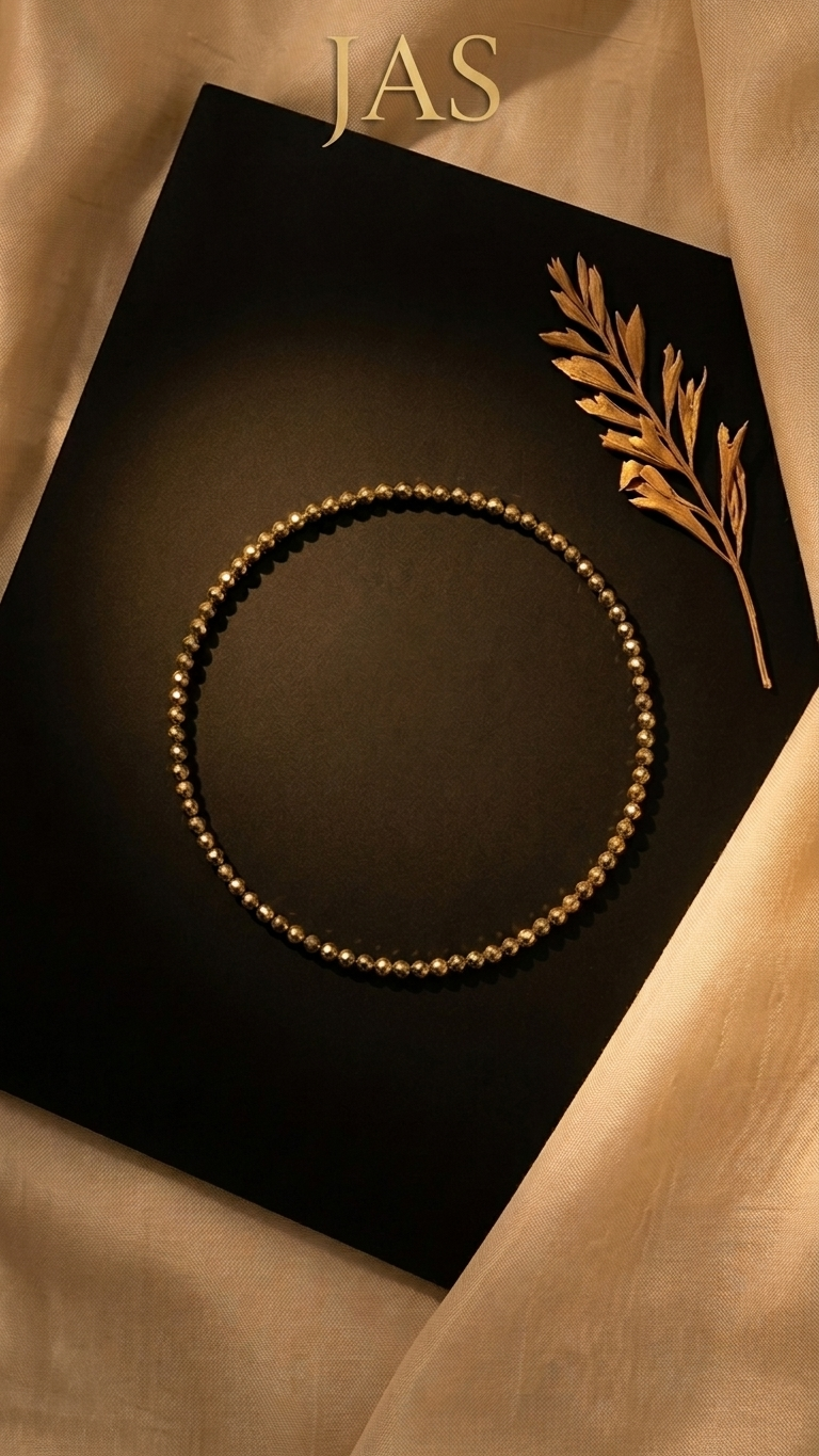 Natural Pyrite Beaded Anklet (With Certificate)