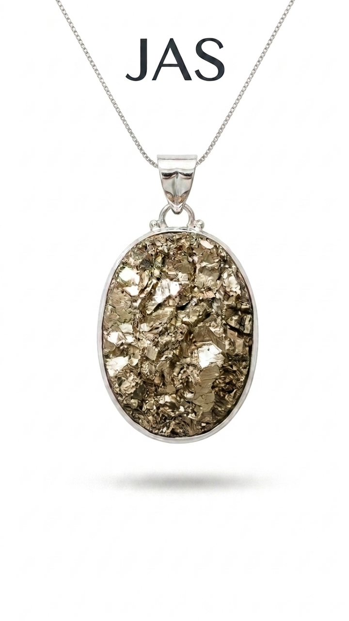 Natural Oval Pyrite Pendant