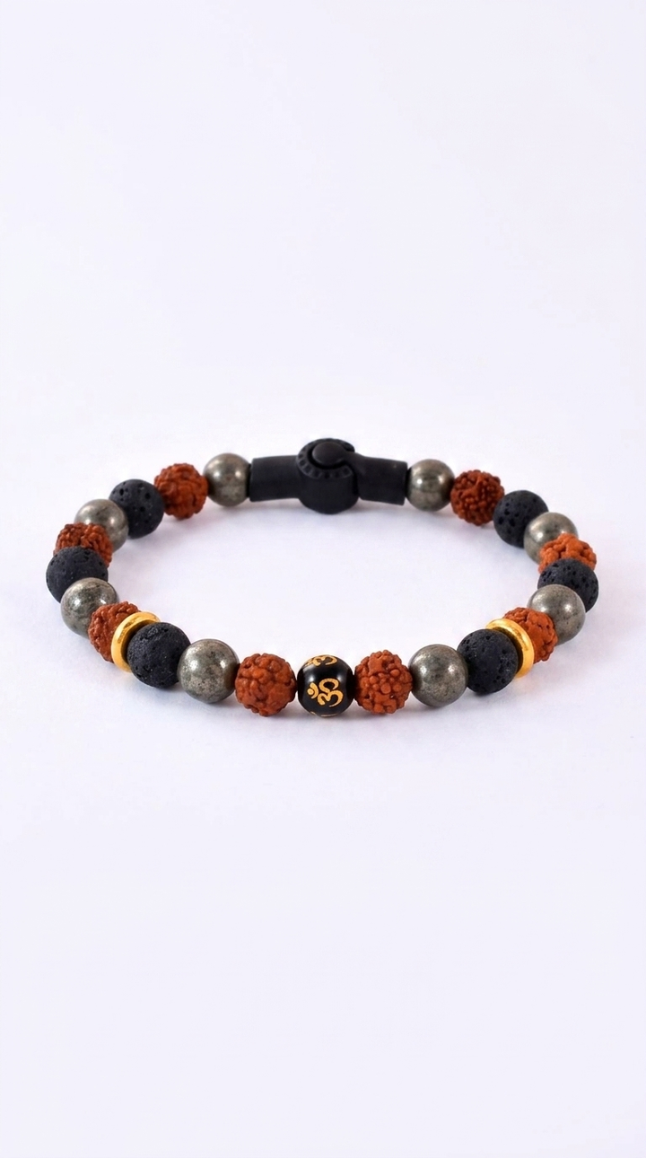 Natural Om Bracelet With Magnetic Lock
