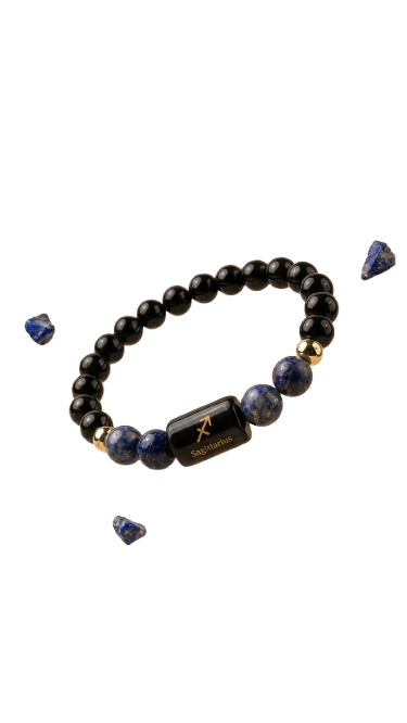 Sagittarius (धनु राशि) Zodiac Black Obsidian & Lapis Lazuli Bracelet (With Certificate) | 22 Nov – 21 Dec