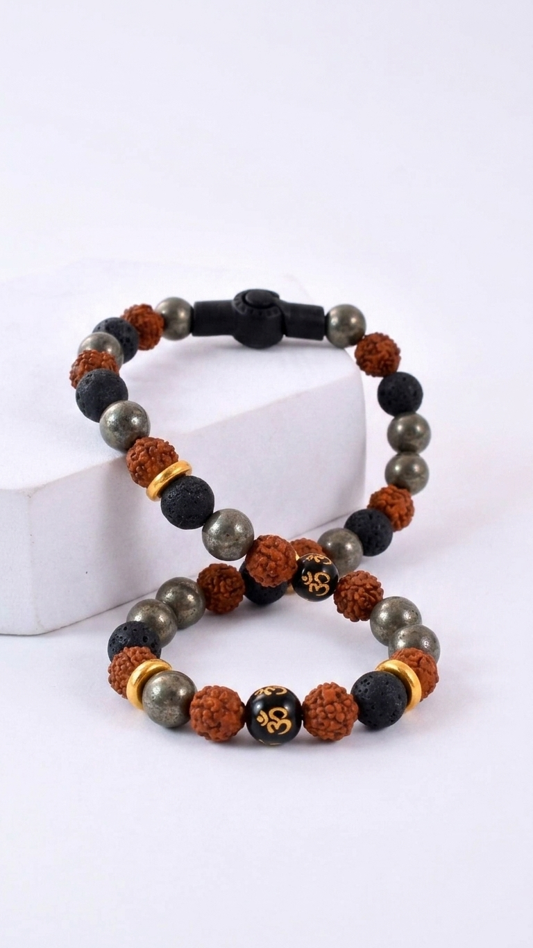 Natural Om Bracelet With Magnetic Lock