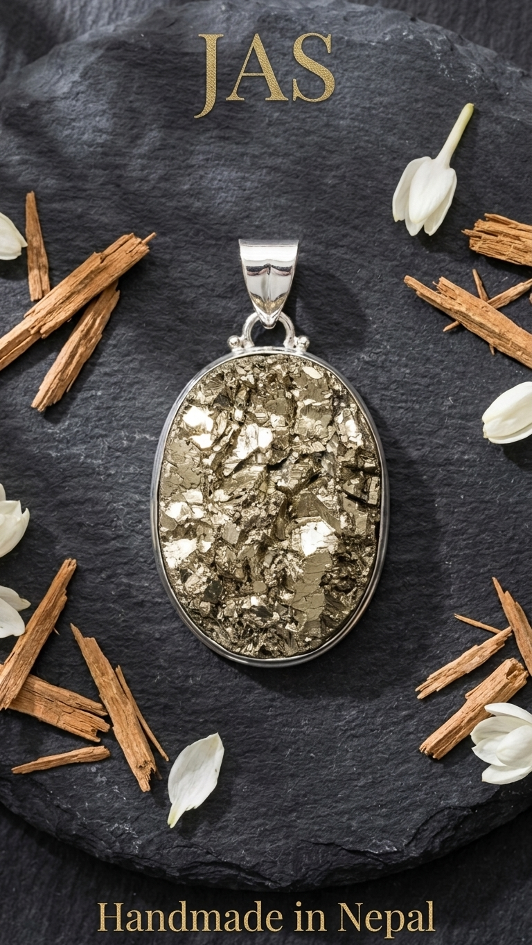 Natural Oval Pyrite Pendant