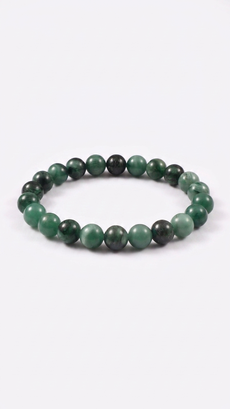 Natural Emerald (Panna) Bracelet 8mm Beads (With Certificate)