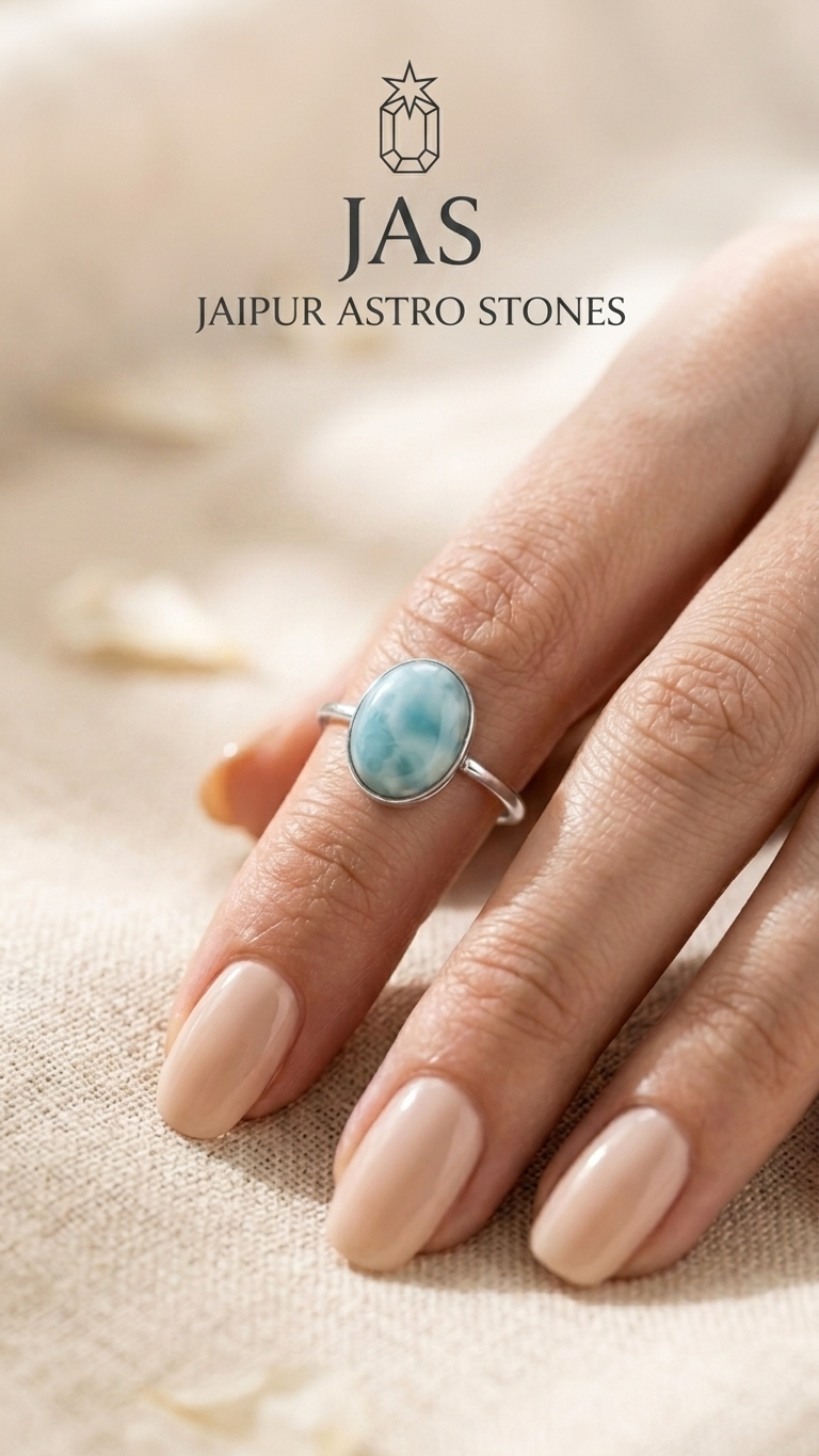Natural Larimar Ring – Serene Blue Gemstone Statement Piece
