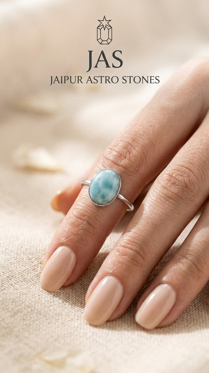 Natural Larimar Ring – Serene Blue Gemstone Statement Piece