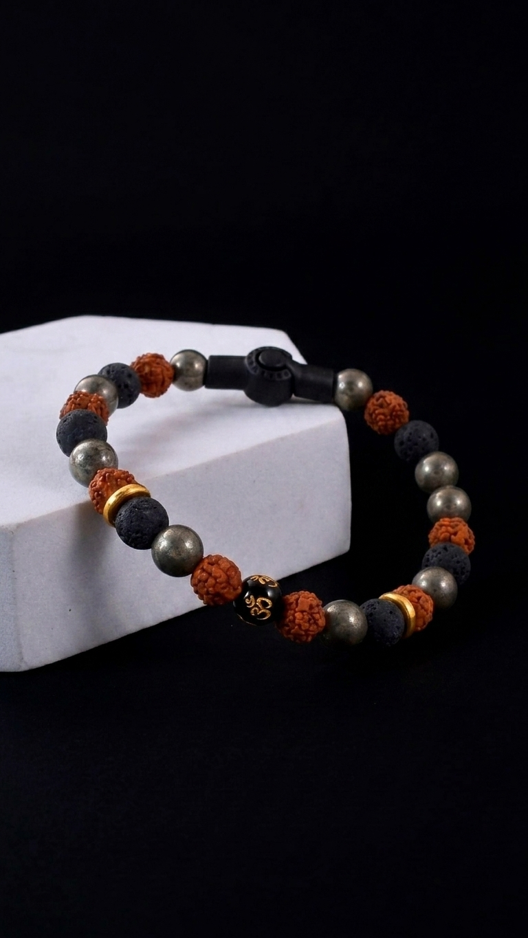 Natural Om Bracelet With Magnetic Lock