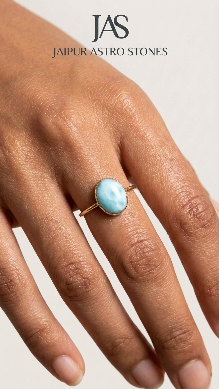 Natural Larimar Ring – Serene Blue Gemstone Statement Piece