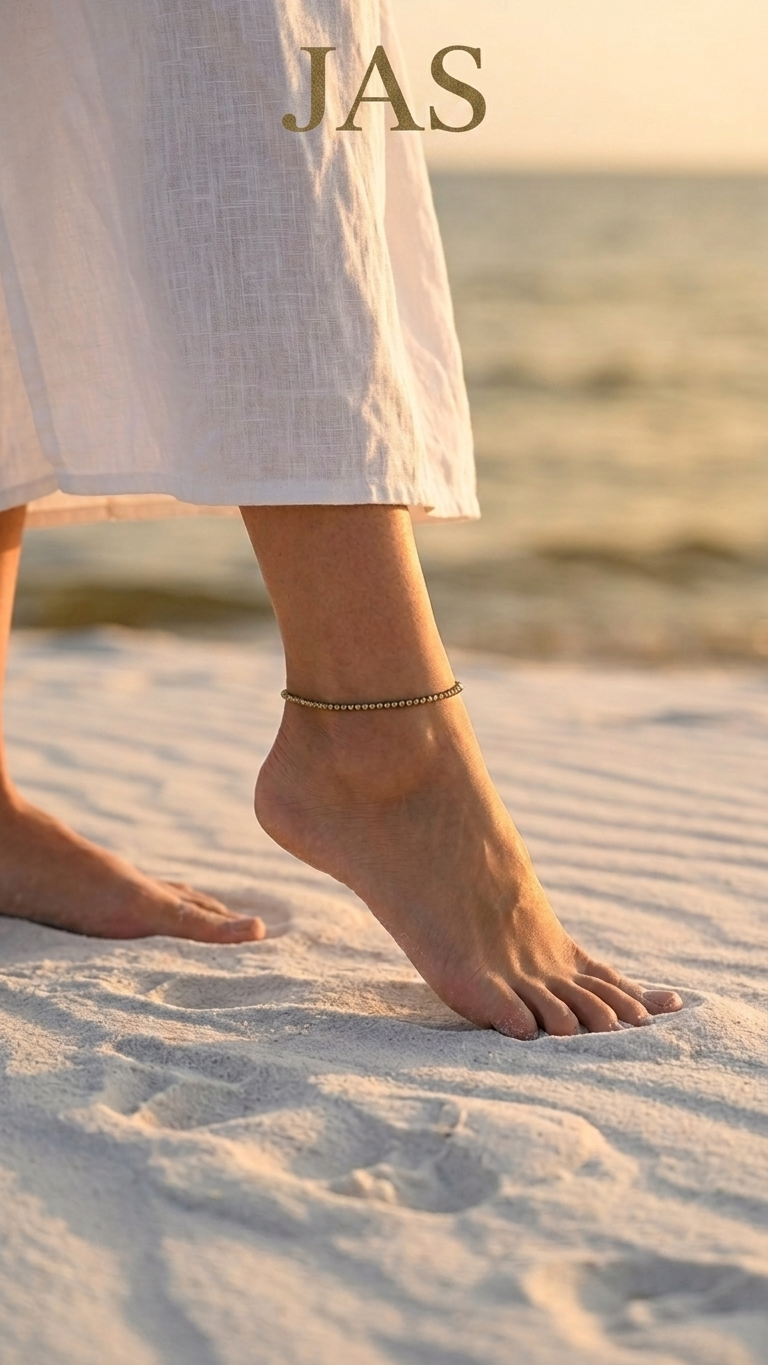 Natural Pyrite Beaded Anklet (With Certificate)