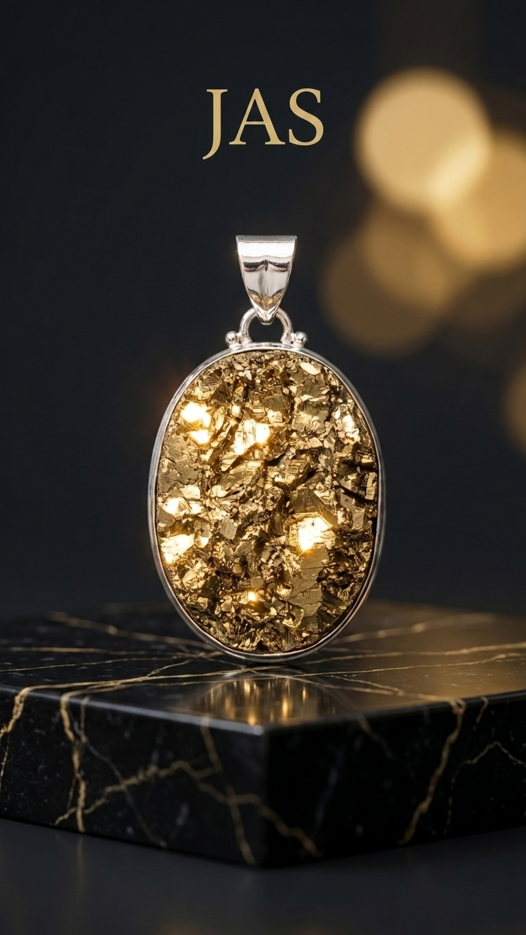 Natural Oval Pyrite Pendant
