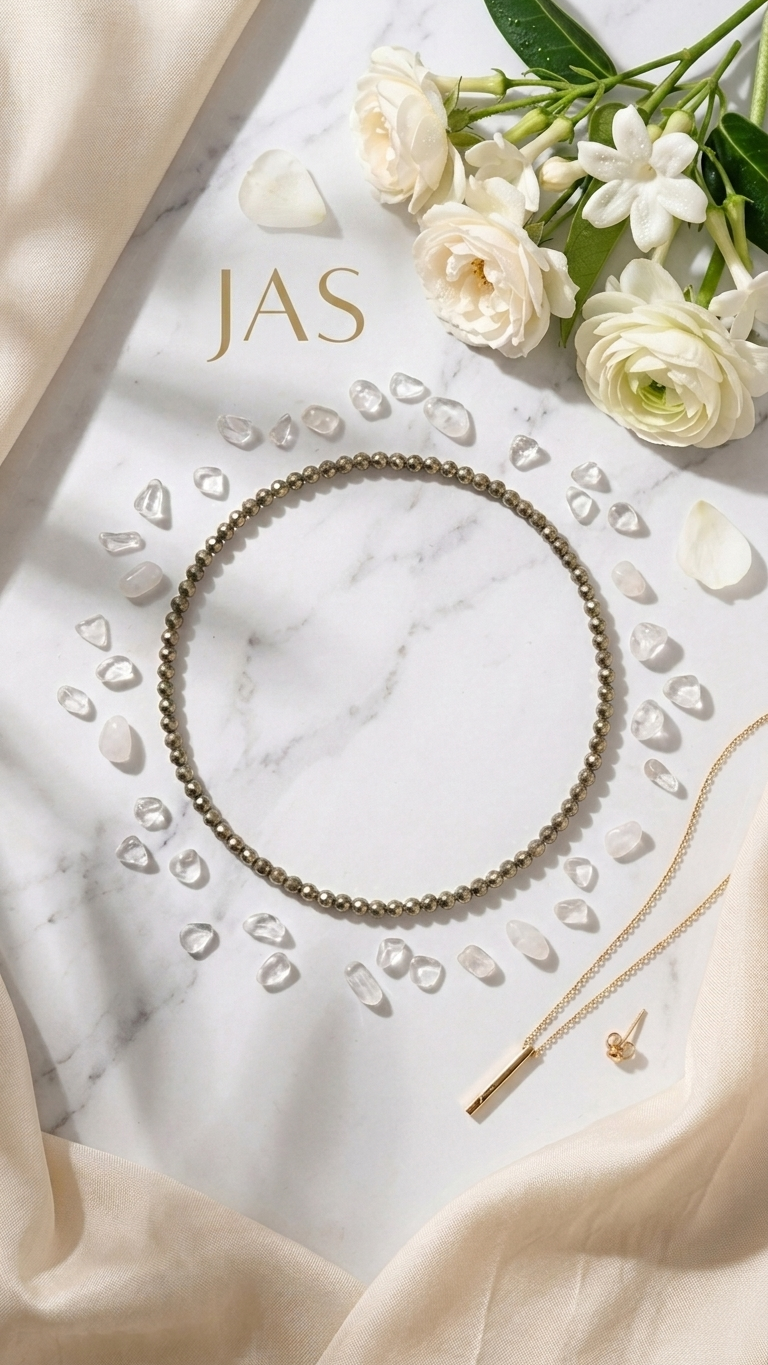 Natural Pyrite Beaded Anklet (With Certificate)