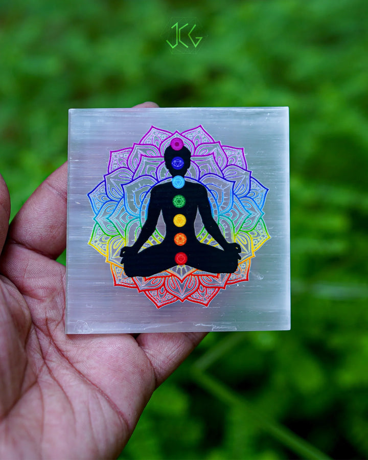 7 Chakra Selenite Plate (Charging Plate)