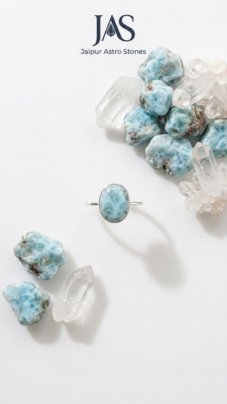 Natural Larimar Ring – Serene Blue Gemstone Statement Piece