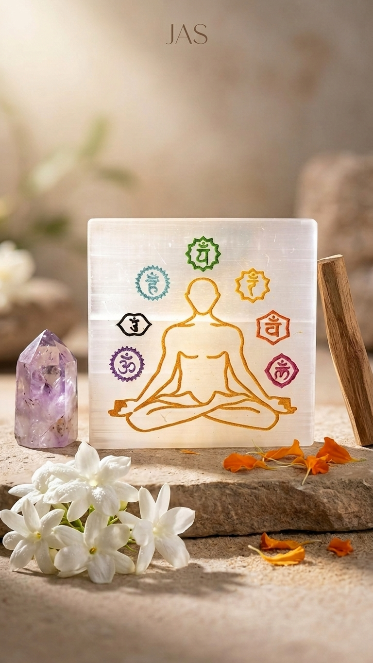7 Chakra Buddha Selenite Plate (Charging Plate)