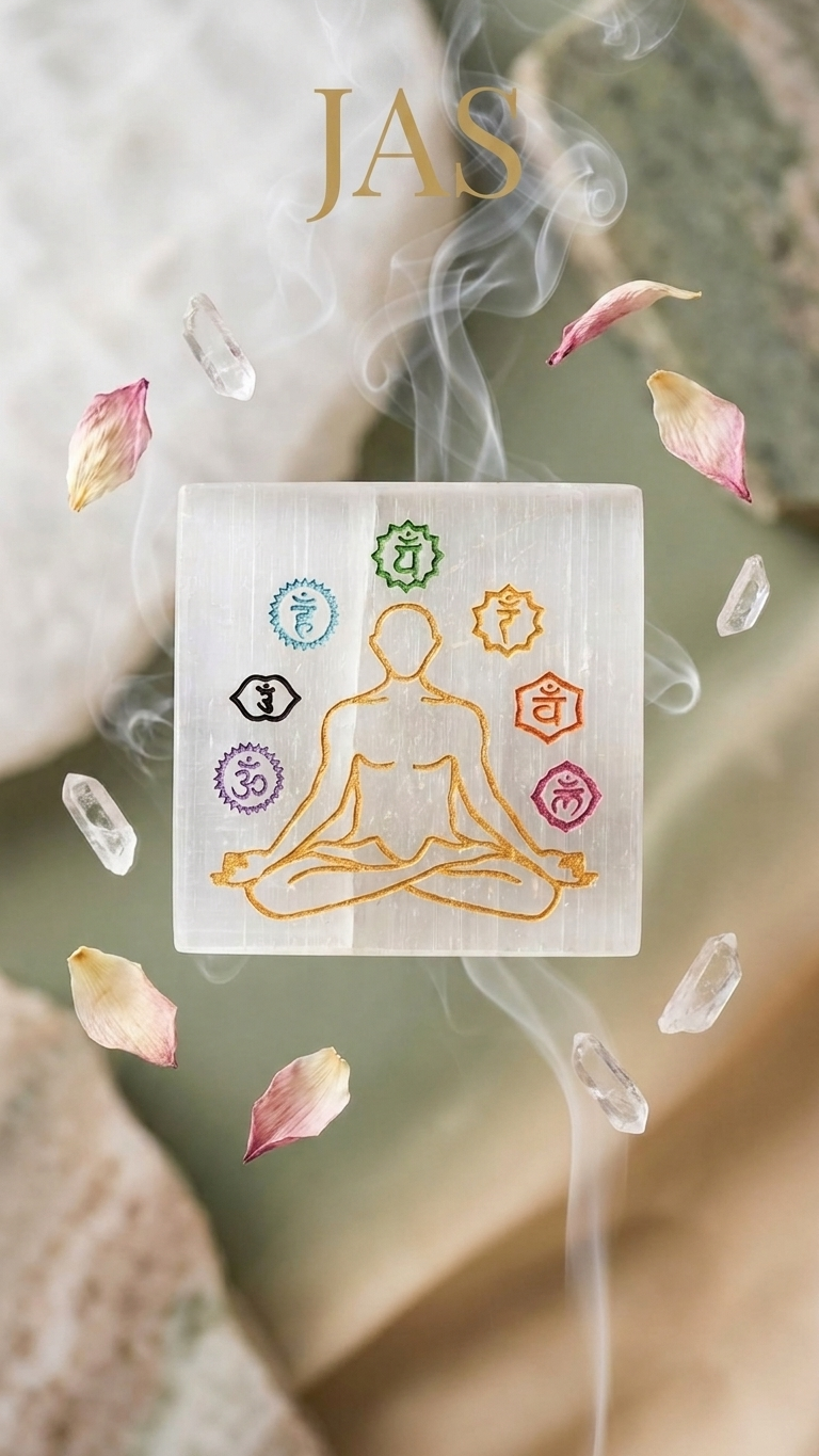 7 Chakra Buddha Selenite Plate (Charging Plate)