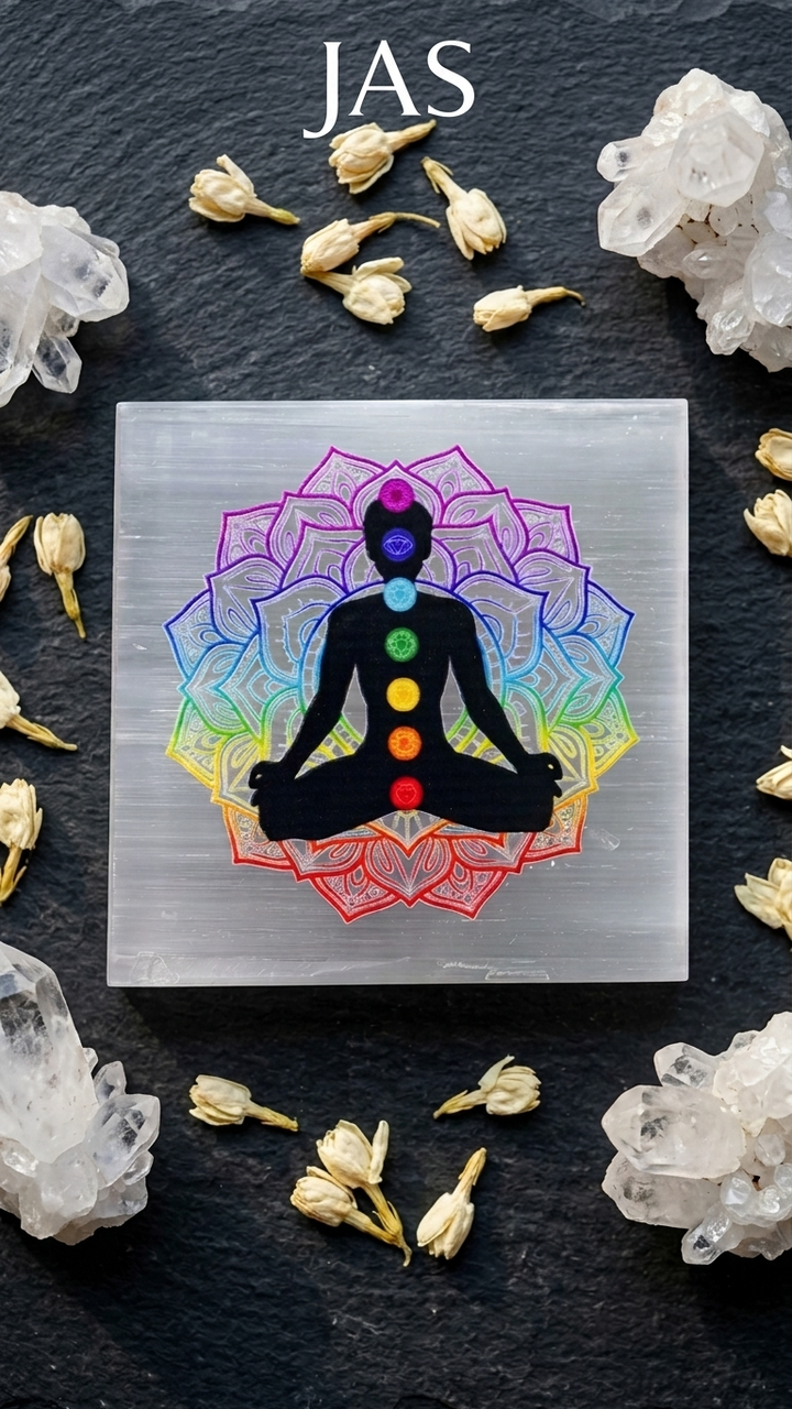 7 Chakra Selenite Plate (Charging Plate)