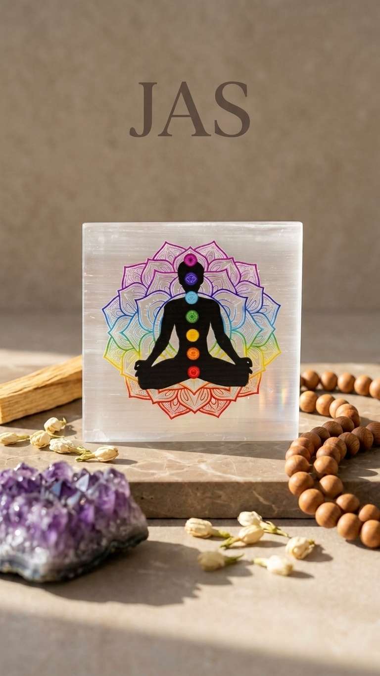 7 Chakra Selenite Plate (Charging Plate)