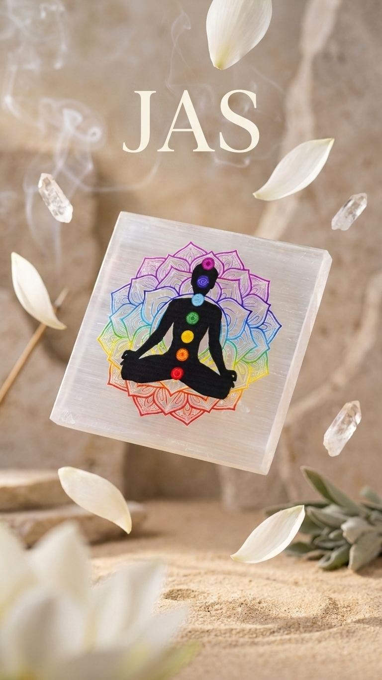 7 Chakra Selenite Plate (Charging Plate)