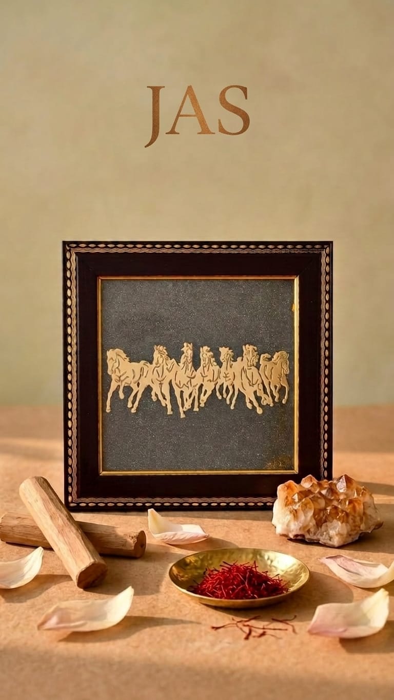 7 Horses Pyrite Frame - Symbol of Energy and Speed