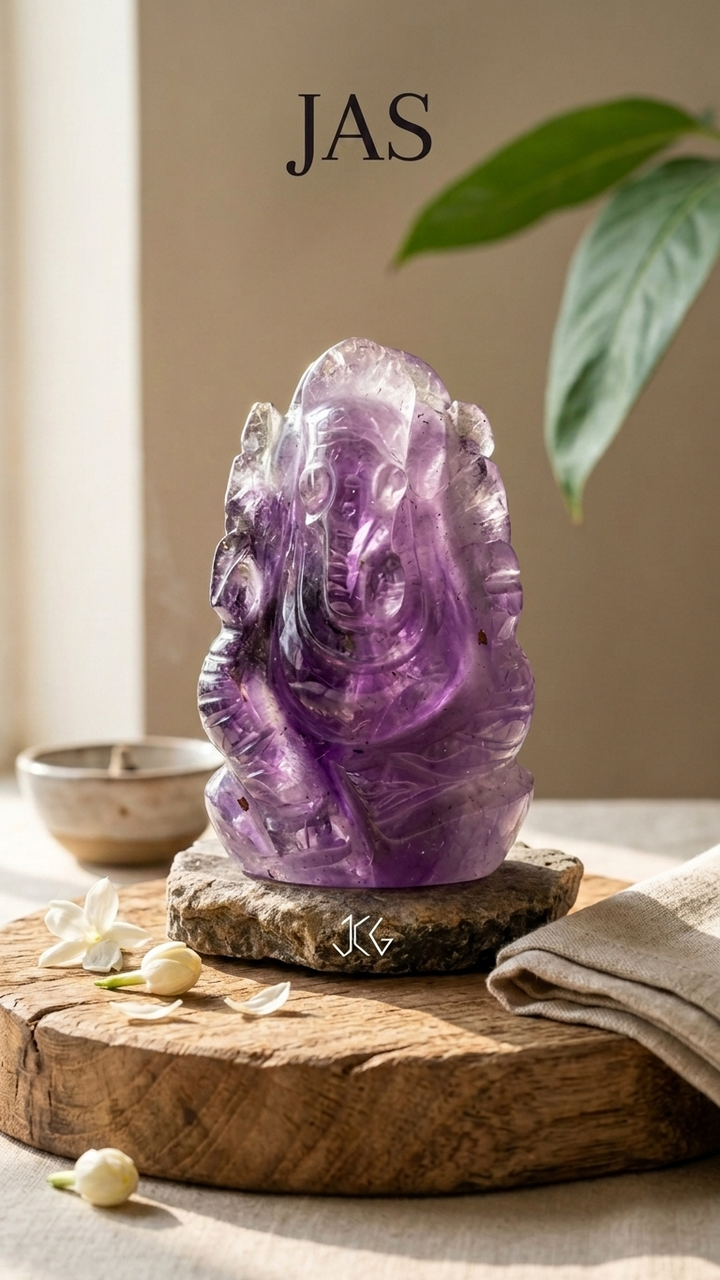 Handcrafted Amethyst Ganesha Idol