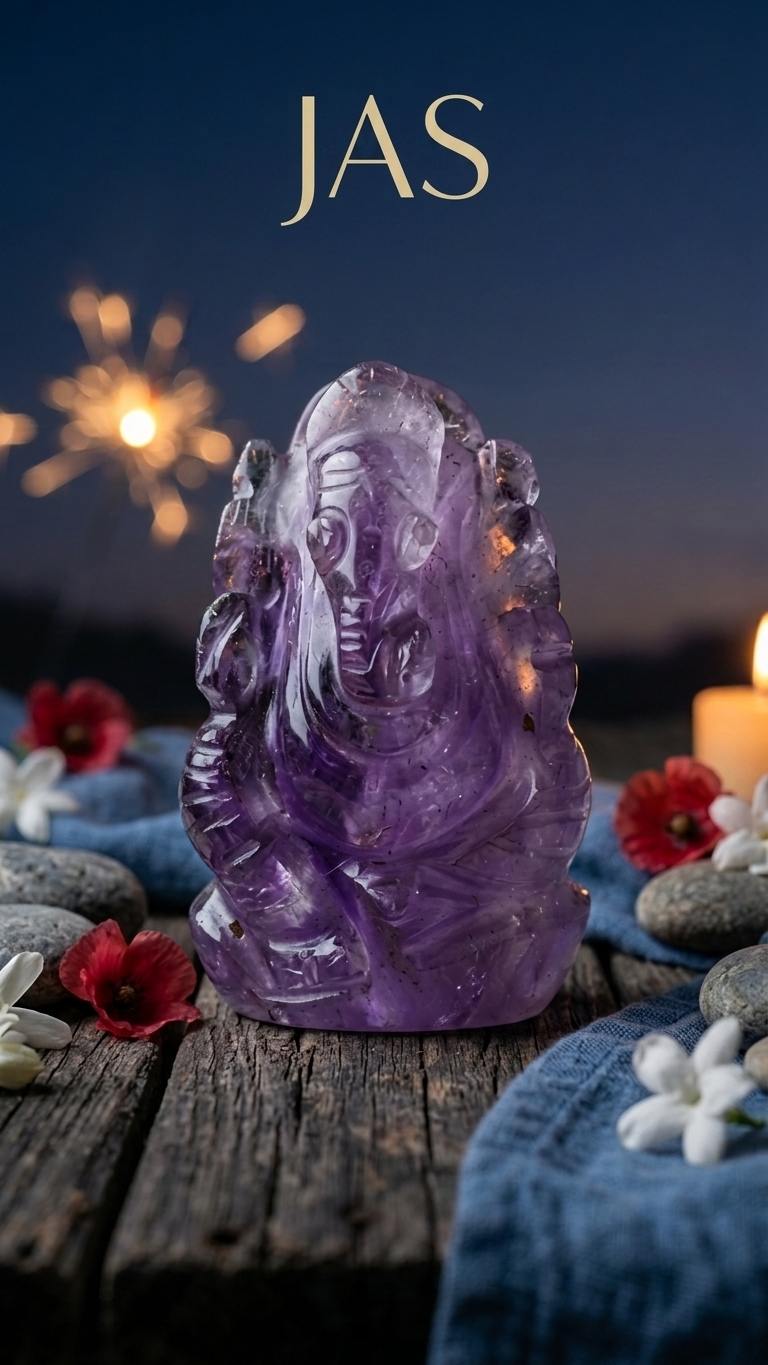 Handcrafted Amethyst Ganesha Idol
