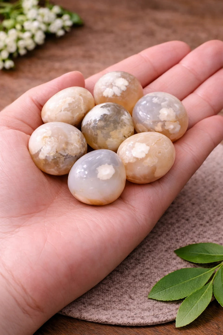 Natural Flower Agate Tumble Stone