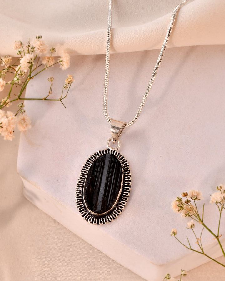 Natural Black Tourmaline Pendant Oval Shape