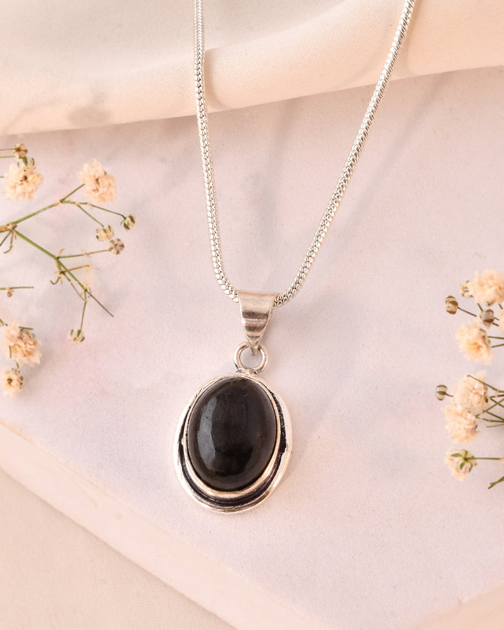 Natural Black Tourmaline Pendant Oval Shape