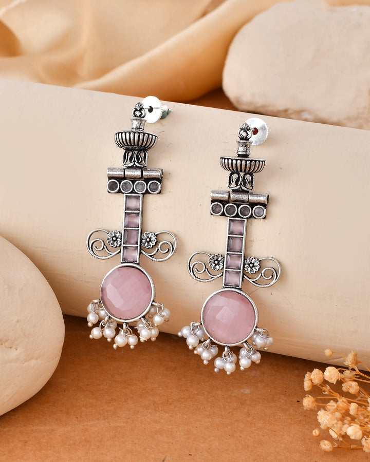 Blush Elegance Pink Dandiya Earrings