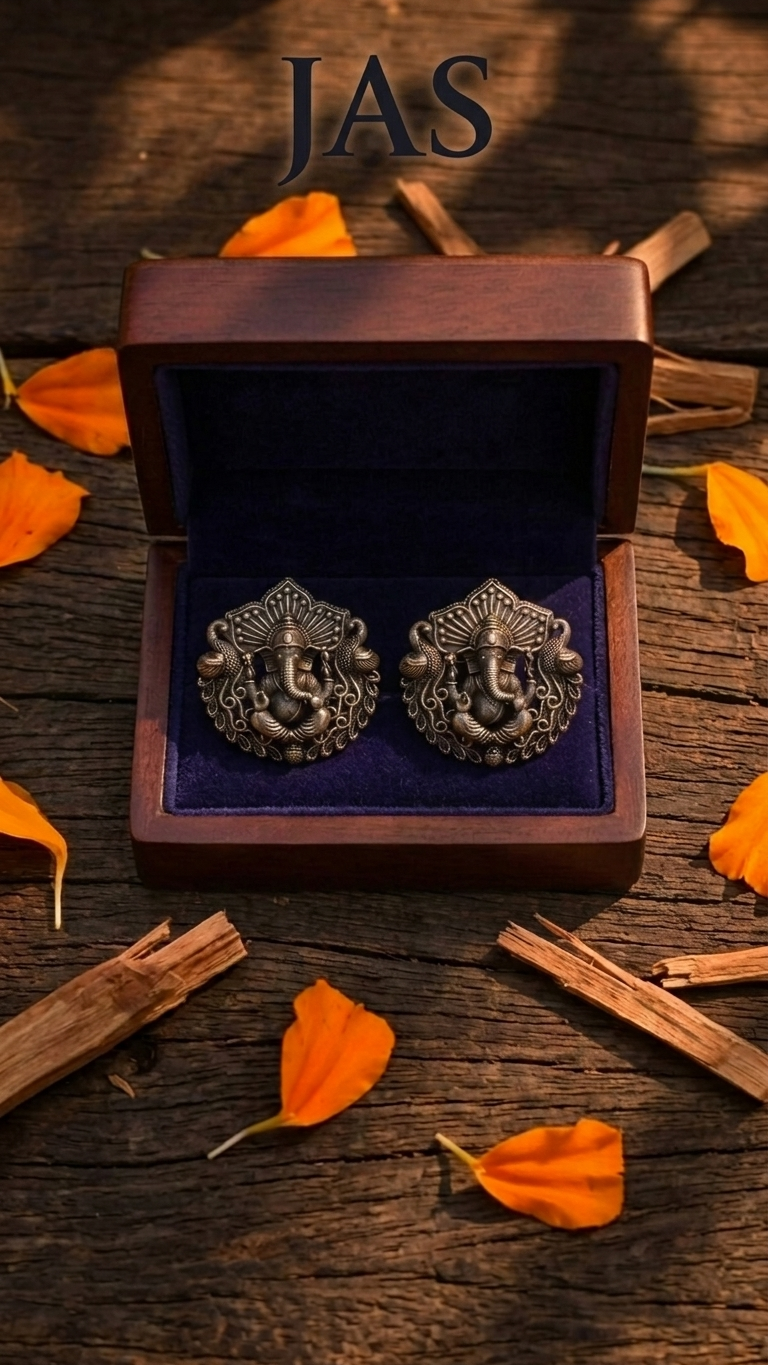 Ganesha Blessing Dandiya Stud Earrings