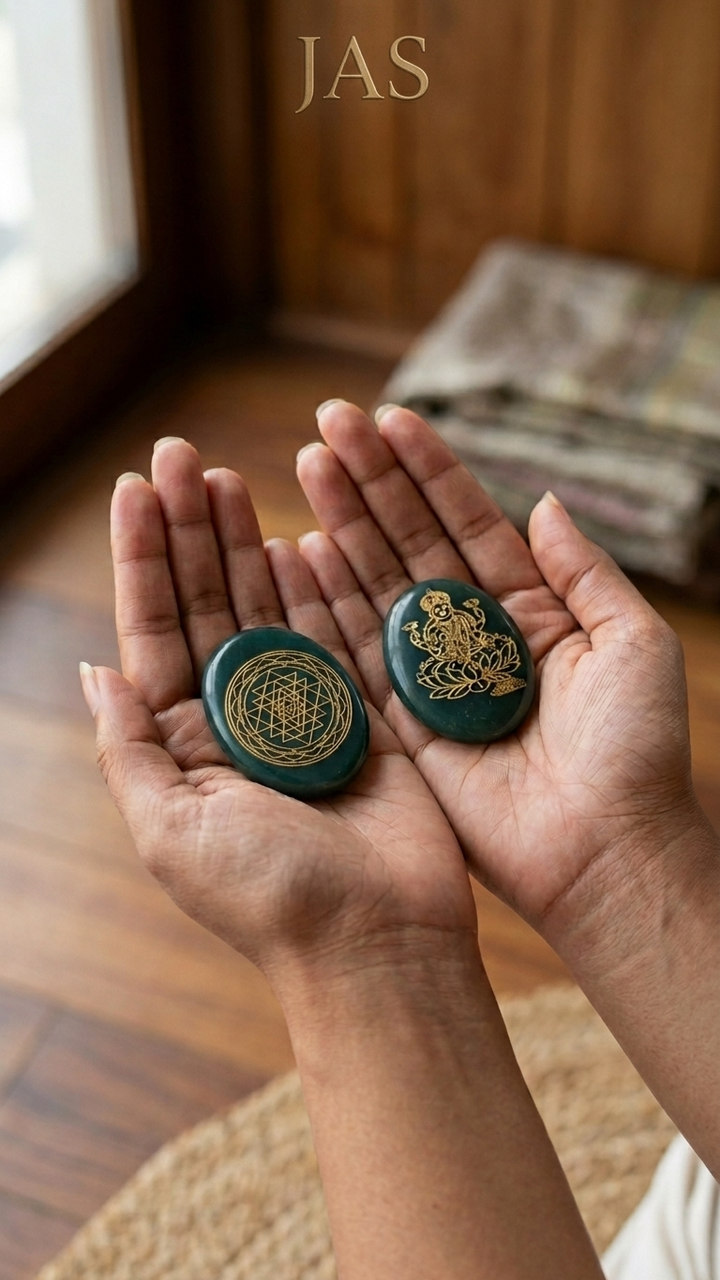 Green Aventurine Laxmi Zibu Coin