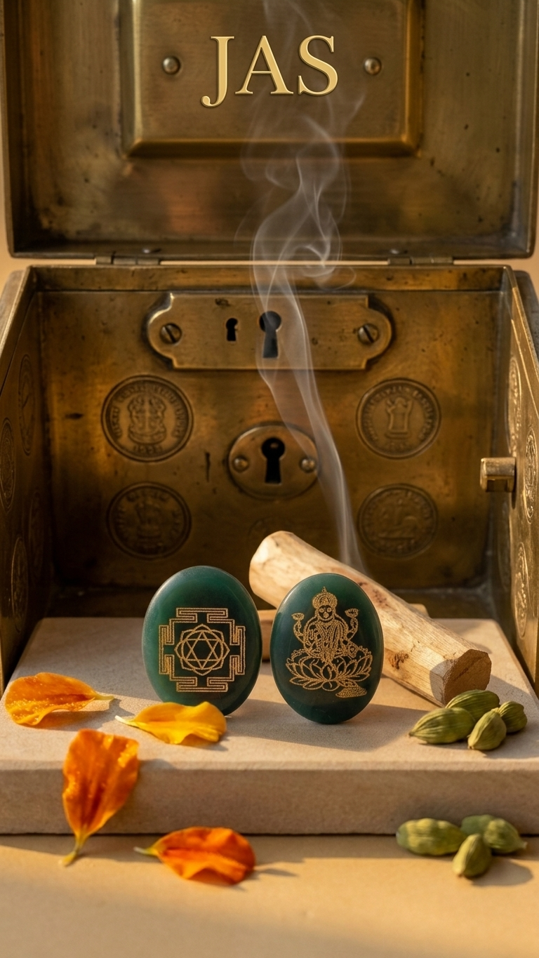 Green Aventurine Laxmi Zibu Coin