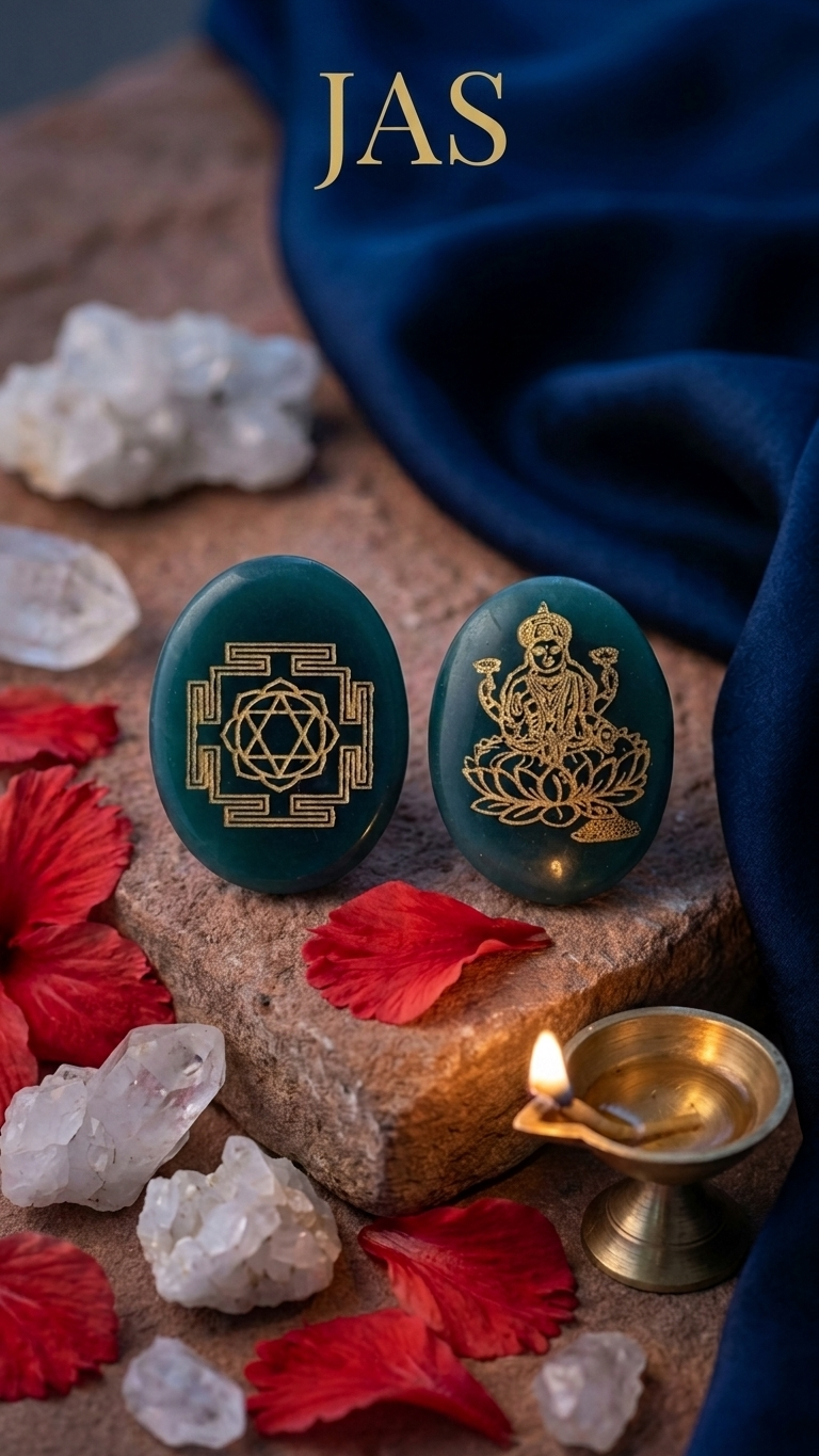 Green Aventurine Laxmi Zibu Coin
