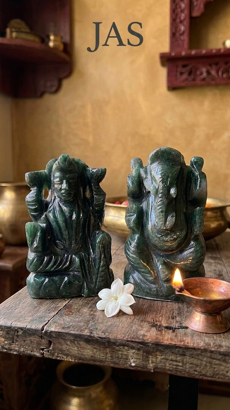 Green Jade Ganesha & Laxmi