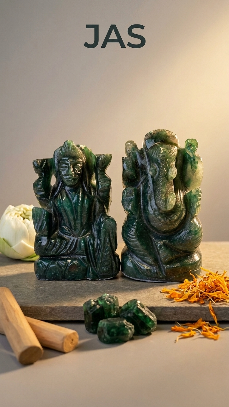 Green Jade Ganesha & Laxmi