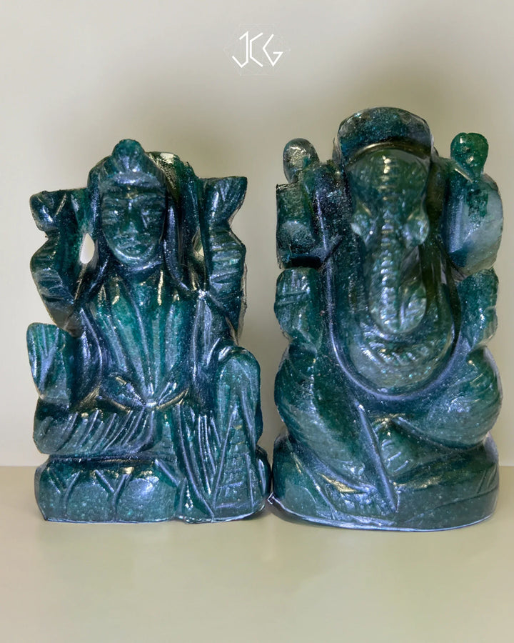 Green Jade Ganesha & Laxmi