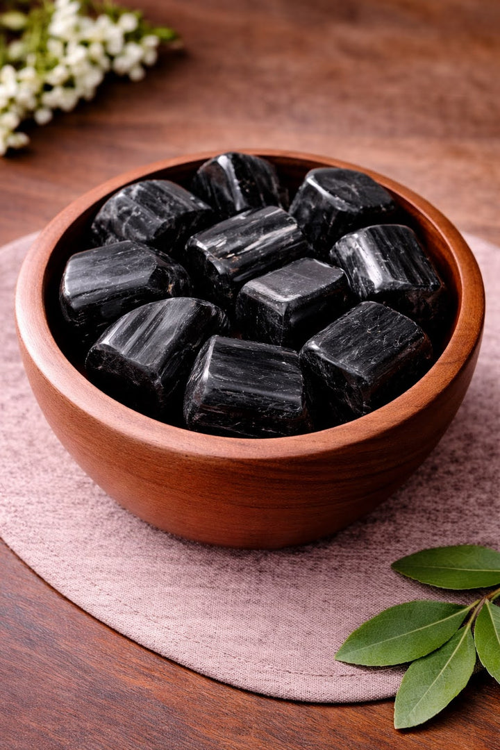 Natural Black Tourmaline Tumbled Stone