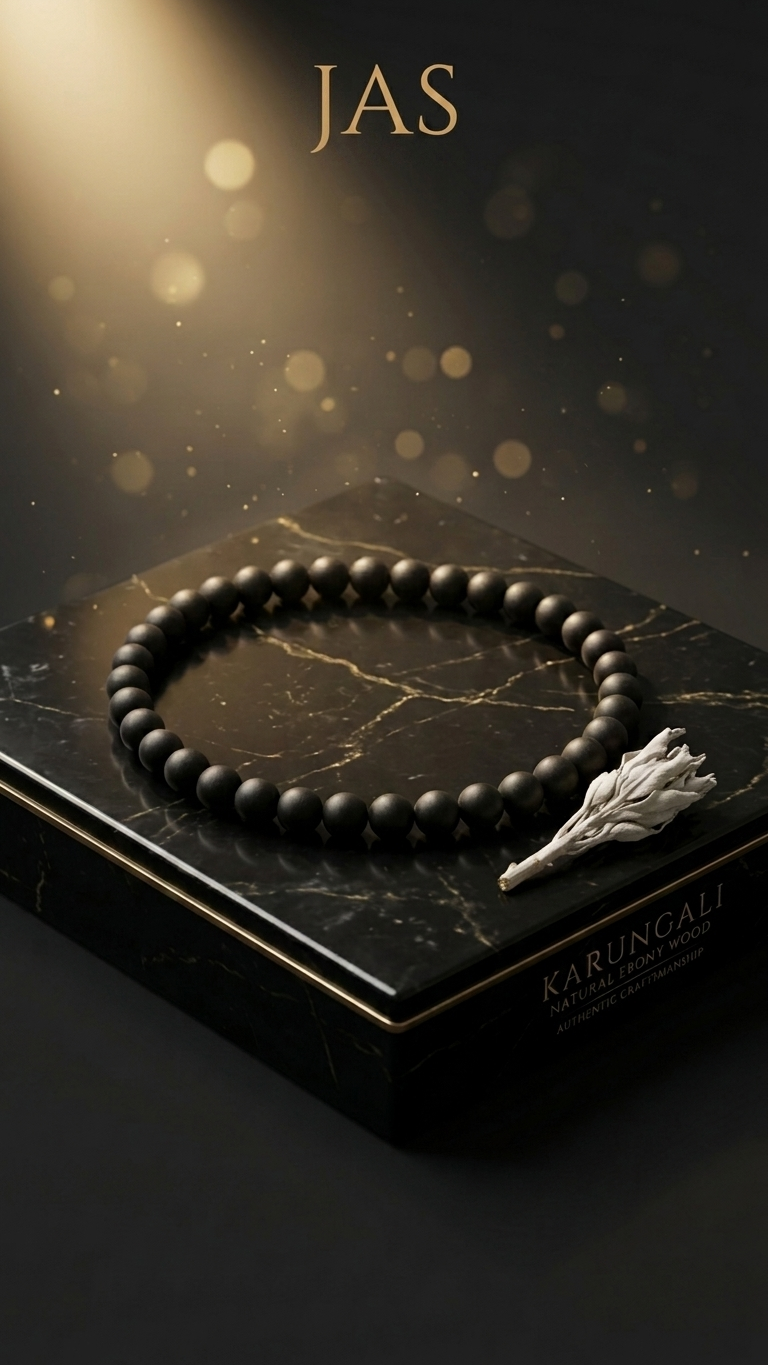 Original Karungali Mala (Natural Ebony Wood) with Free Bracelet