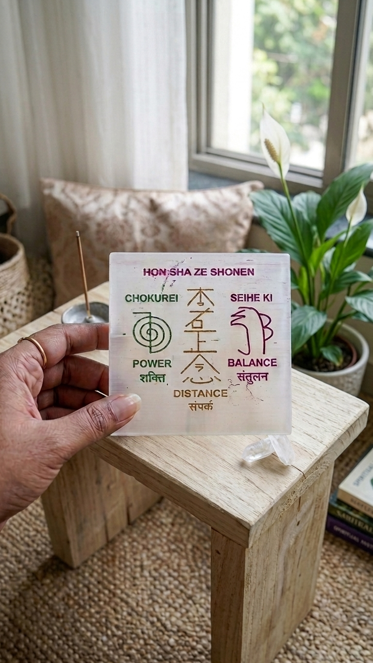 Reiki Symbol Selenite Plate