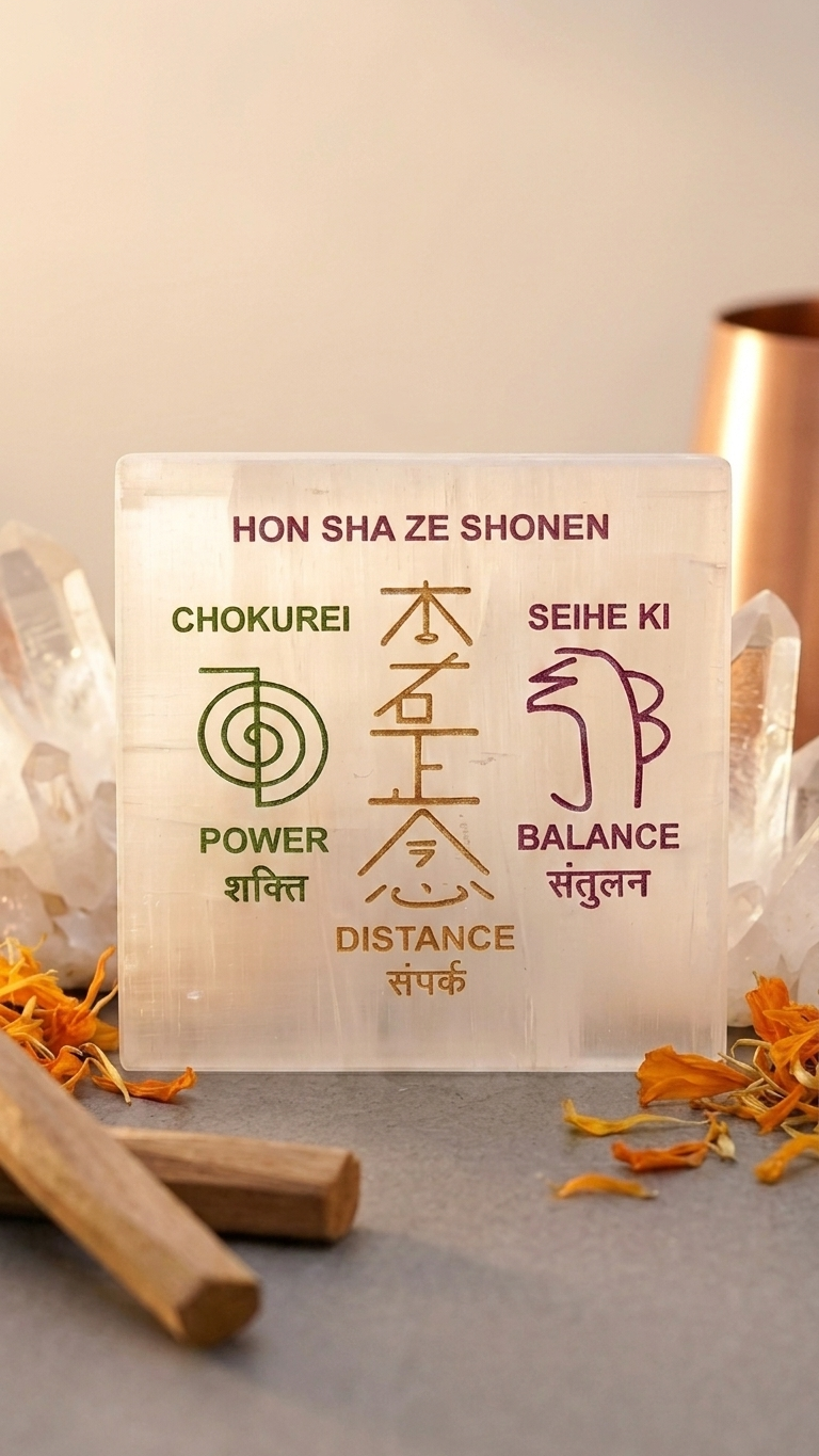 Reiki Symbol Selenite Plate