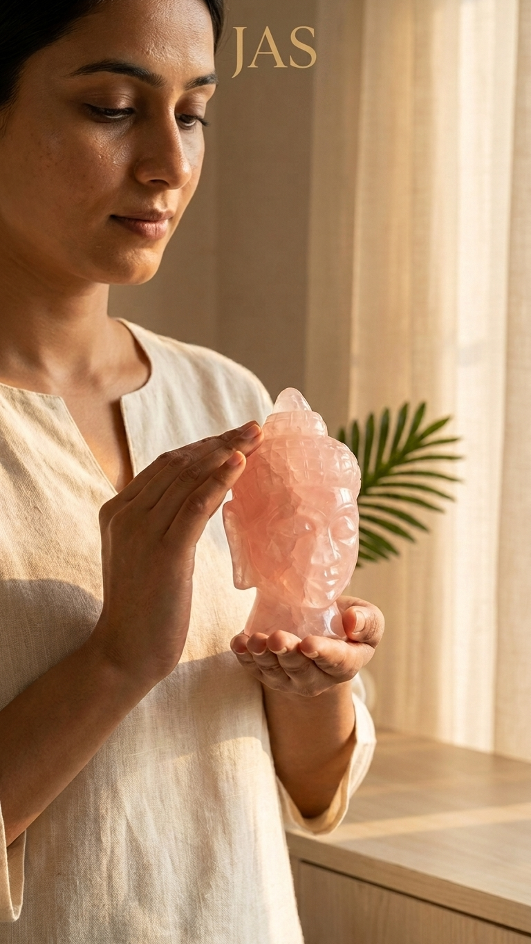 Rose Quartz Buddha head