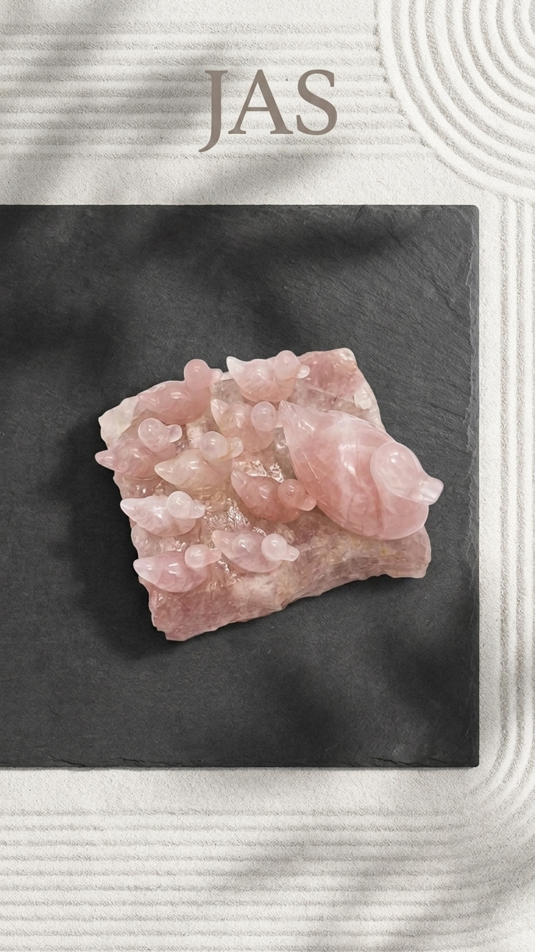Rose Quartz Duck Family