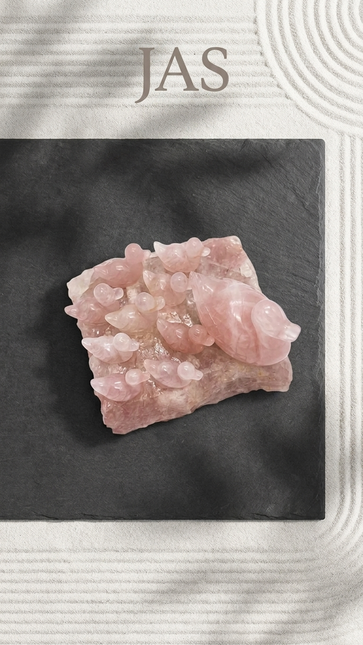 Rose Quartz Duck Family