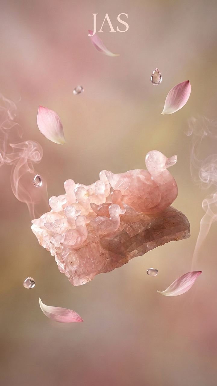 Rose Quartz Duck Family