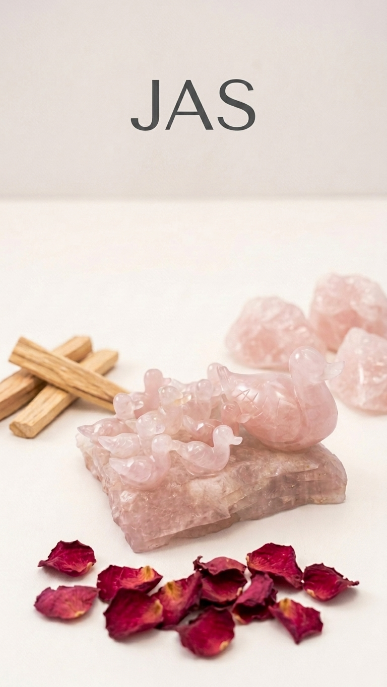 Rose Quartz Duck Family