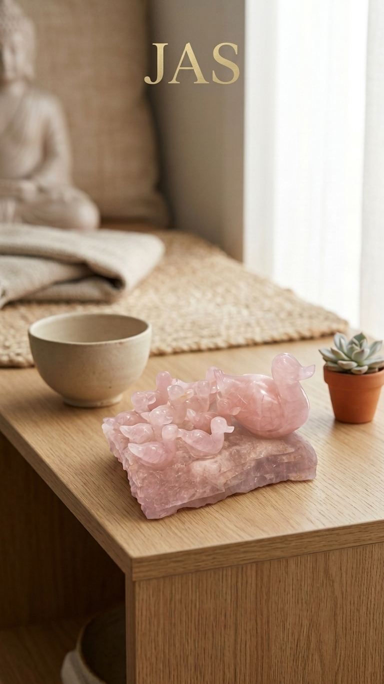 Rose Quartz Duck Family