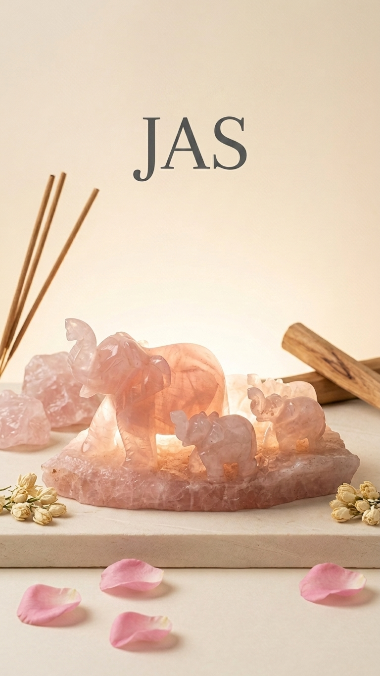 Rose Quartz Elephant Family