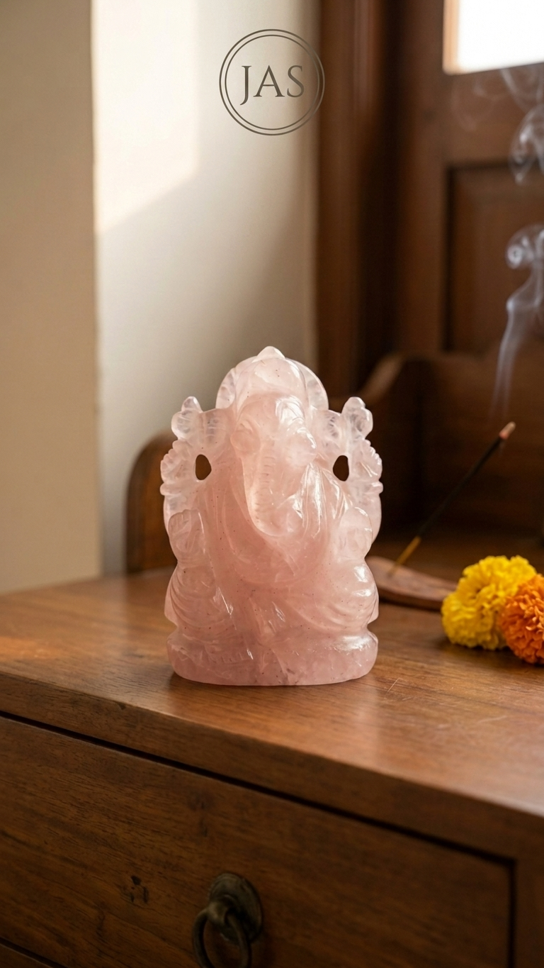Rose Quartz Ganesha Small