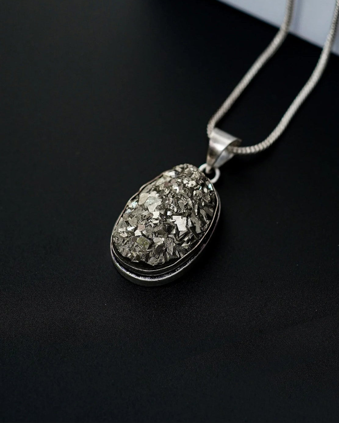 Natural Oval Pyrite Pendant